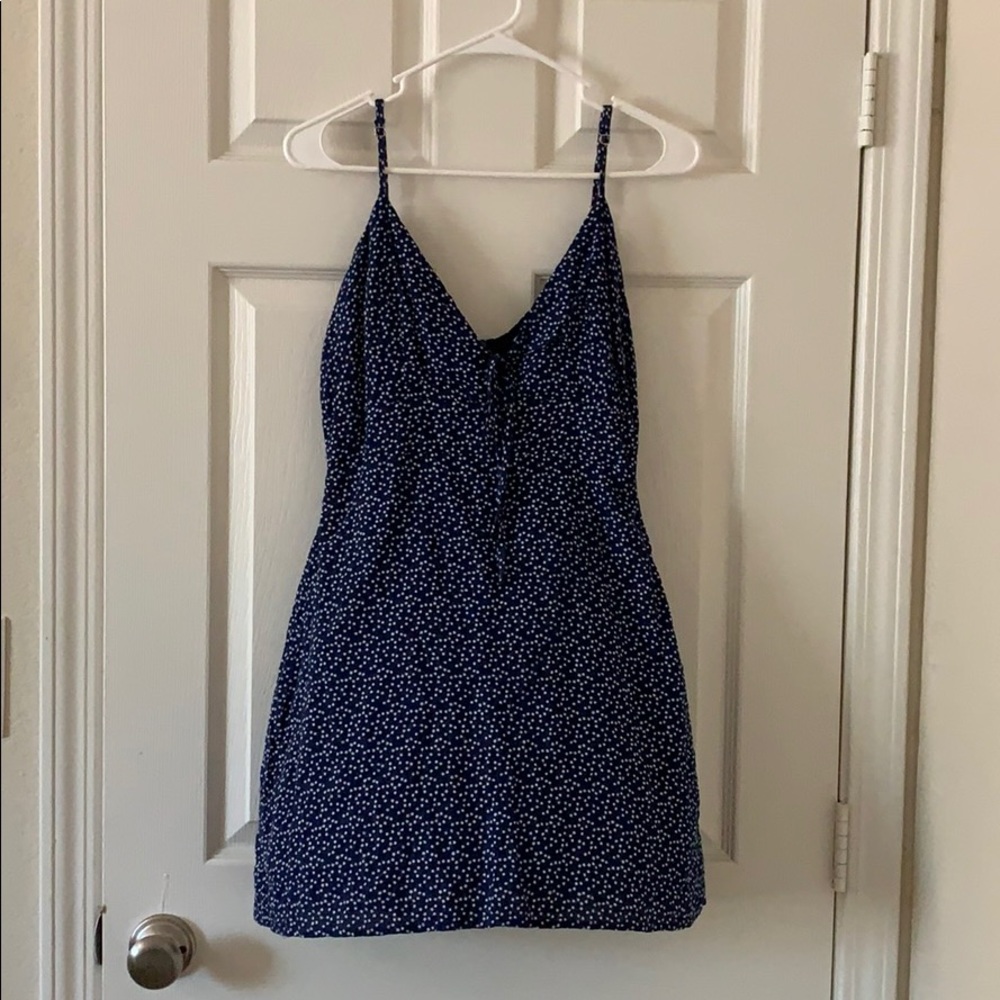 White & navy blue star mini dress